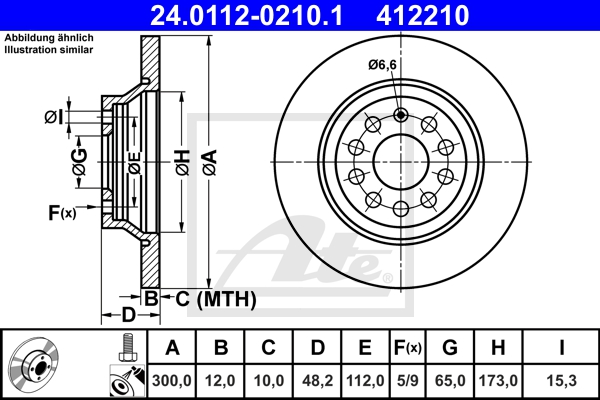 ATE Bremsesæt, skivebremser sg00000dk2 bagaksel fuld 300mm 12mm for VAG SEAT SKODA