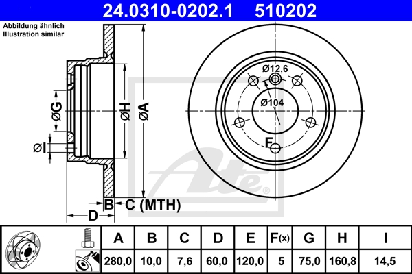 ATE Bremsesæt, skivebremser sg00000dk5 foraksel fuld 286mm 10mm for SAAB BMW MG ROVER