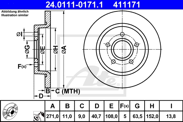ATE Bremsesæt, skivebremser sg00000dkq bagaksel fuld 300mm 11mm for VOLVO FORD OPEL VAUXHALL GENERAL MOTORS MAZDA
