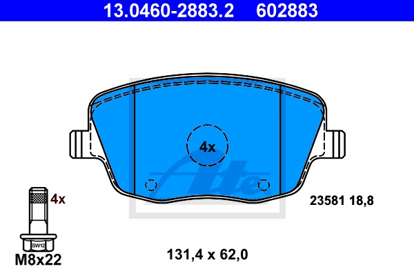 ATE Bremsesæt, skivebremser sg00000dn9 bagaksel fuld 230mm 9mm for SEAT VAG SKODA