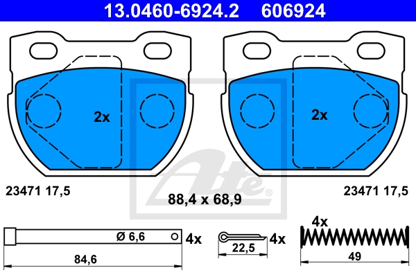 ATE Bremsesæt, skivebremser sg00000doa foraksel fuld 298mm 24mm for LAND ROVER