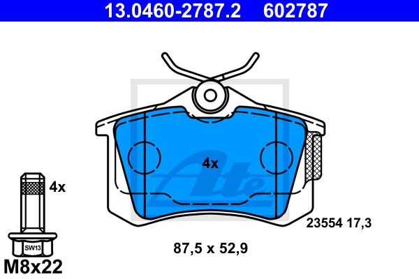 ATE Bremsesæt, skivebremser sg00000doc foraksel fuld 253mm 10mm for SEAT VAG SKODA