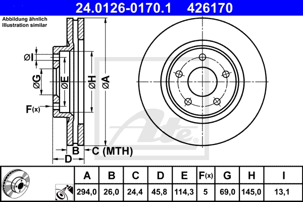 ATE Bremsesæt, skivebremser sg00000dop foraksel fuld 294mm 10mm for PEUGEOT CITROËN CHRYSLER MITSUBISHI JEEP FIAT