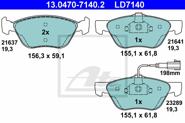 ATE Bremsesæt, skivebremser sg00000dpx bagaksel fuld 251mm 10mm for FIAT