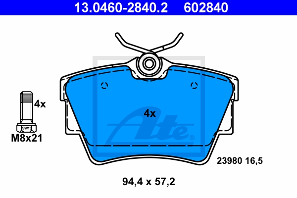 ATE Bremsesæt, skivebremser sg00000dqx bagaksel fuld 280mm 12mm for VAUXHALL OPEL NISSAN RENAULT FIAT