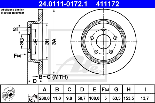 ATE Bremsesæt, skivebremser sg00000dr5 foraksel fuld 300mm 11mm for FORD OPEL VAUXHALL VOLVO SAAB GENERAL MOTORS MAZDA