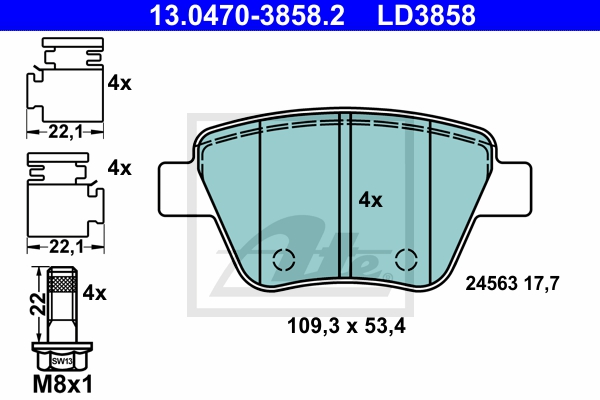 ATE Bremsesæt, skivebremser sg00000dss foraksel fuld 272mm 9mm for VAG SKODA SEAT