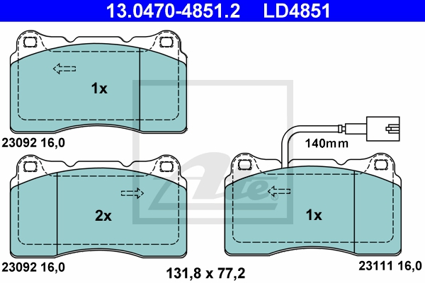 ATE Bremsesæt, skivebremser sg00000dt3 bagaksel ventileret 292mm 28mm for FIAT JEEP