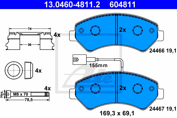 ATE Bremsesæt, skivebremser sg00000dt5 bagaksel fuld 300mm 16mm for PEUGEOT CITROËN FIAT