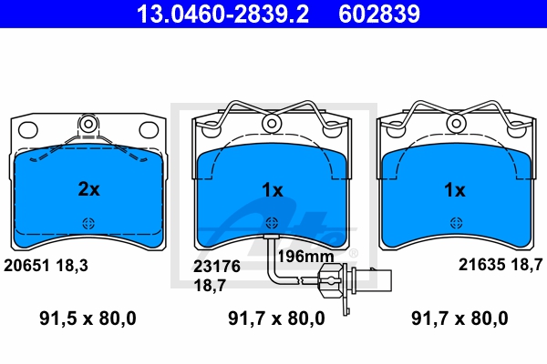ATE Bremsesæt, skivebremser sg00000dte bagaksel fuld 294mm 13mm for FORD VAG SEAT