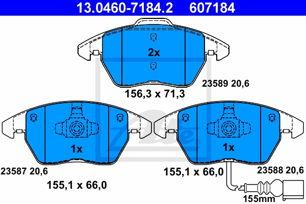 ATE Bremsesæt, skivebremser sg00000dts foraksel ventileret 312mm 12mm for VAG SEAT SKODA