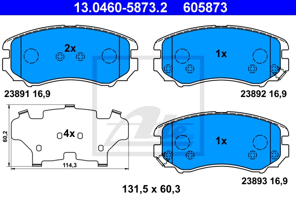 ATE Bremsesæt, skivebremser sg00000dtx bagaksel fuld 262mm 26mm for HYUNDAI KIA