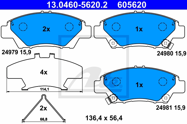ATE Bremsesæt, skivebremser sg00000dub bagaksel fuld 262mm 21mm for HONDA ROVER