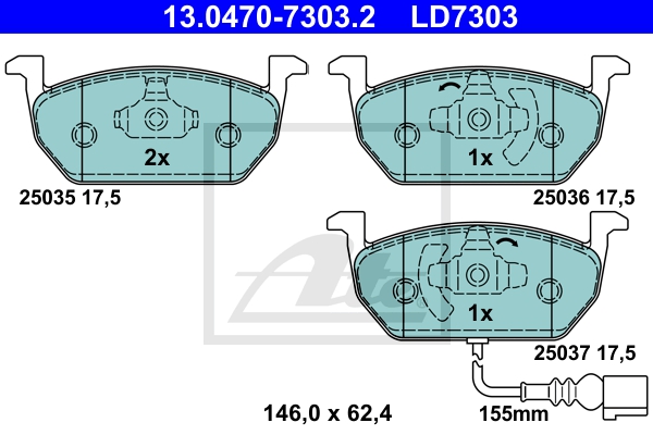ATE Bremsesæt, skivebremser sg00000dv9 bagaksel ventileret 276mm 24mm for SKODA VAG SEAT