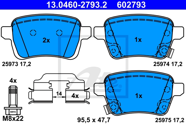 ATE Bremsesæt, skivebremser sg00000dve foraksel fuld 264mm 10mm for VAUXHALL OPEL SAAB FIAT