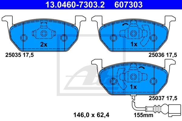 ATE Bremsesæt, skivebremser sg00000dx5 foraksel fuld 300mm 24mm for SKODA SEAT VAG