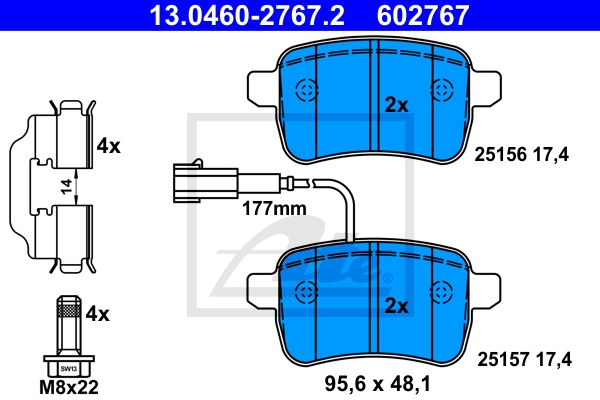 ATE Bremsesæt, skivebremser sg00000dxn bagaksel fuld 264mm 26mm for FIAT JEEP