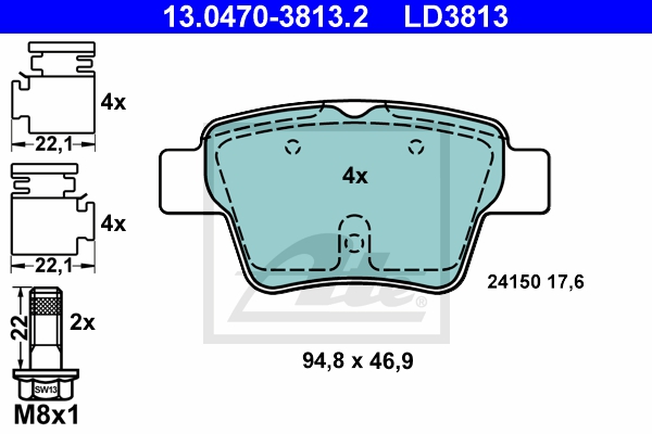 ATE Bremsesæt, skivebremser sg00000dxp foraksel fuld 249mm 9mm for PEUGEOT CITROËN VAUXHALL OPEL