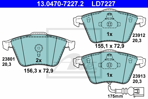 ATE Bremsesæt, skivebremser sg00000dya bagaksel fuld 253mm 10mm for PEUGEOT CITROËN SKODA VAG SEAT
