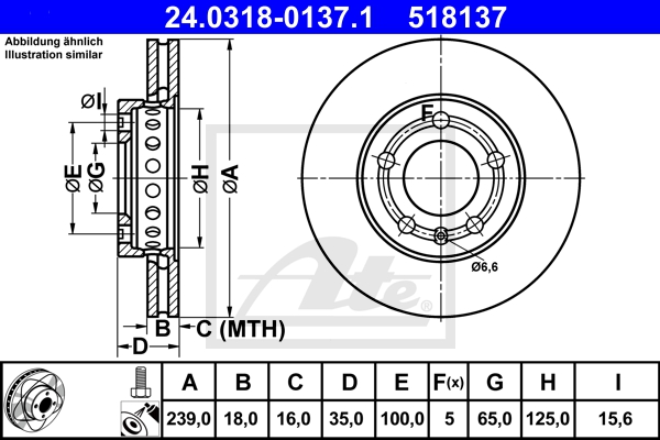 ATE Bremsesæt, skivebremser sg00000dyv foraksel fuld 239mm 9mm for PEUGEOT CITROËN VAG SEAT SKODA