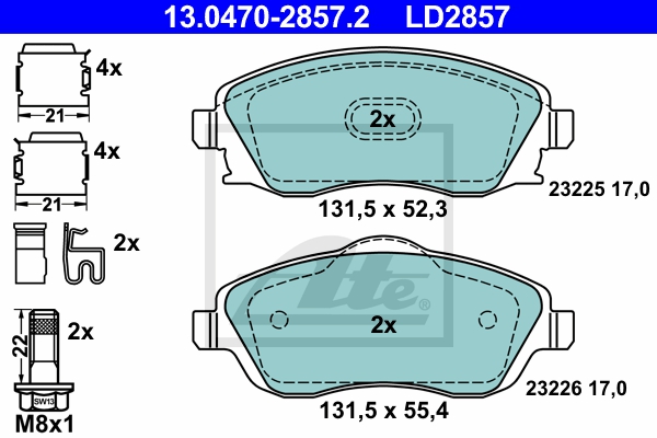 ATE Bremsesæt, skivebremser sg00000e0l foraksel ventileret 264mm 9mm for OPEL VAUXHALL CHEVROLET KIA