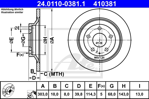 ATE Bremsesæt, skivebremser sg00000e0t bagaksel fuld 297mm 10mm for MAZDA