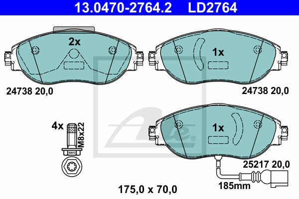 ATE Bremsesæt, skivebremser sg00000e10 bagaksel fuld 314mm 30mm for VAG SEAT SKODA