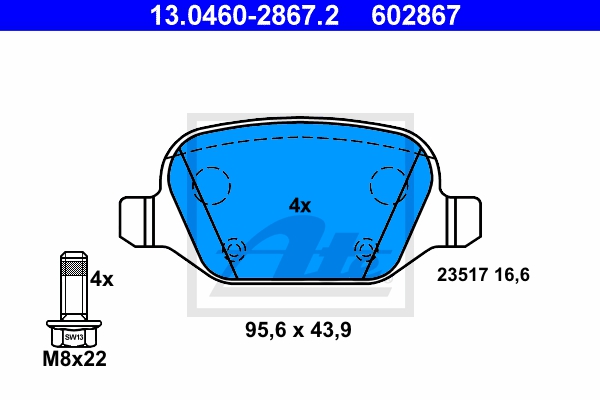 ATE Bremsesæt, skivebremser sg00000e11 bagaksel fuld 284mm 10mm for OPEL FIAT