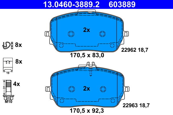 ATE Bremseklodser 13046038892 for MERCEDES-BENZ