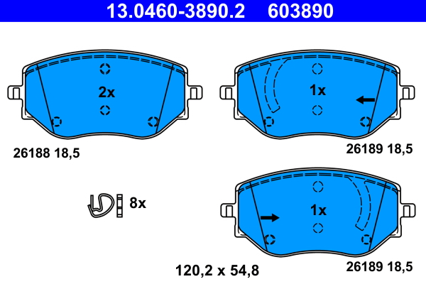 ATE Bremseklodser 13.0460-3890.2 for RENAULT NISSAN