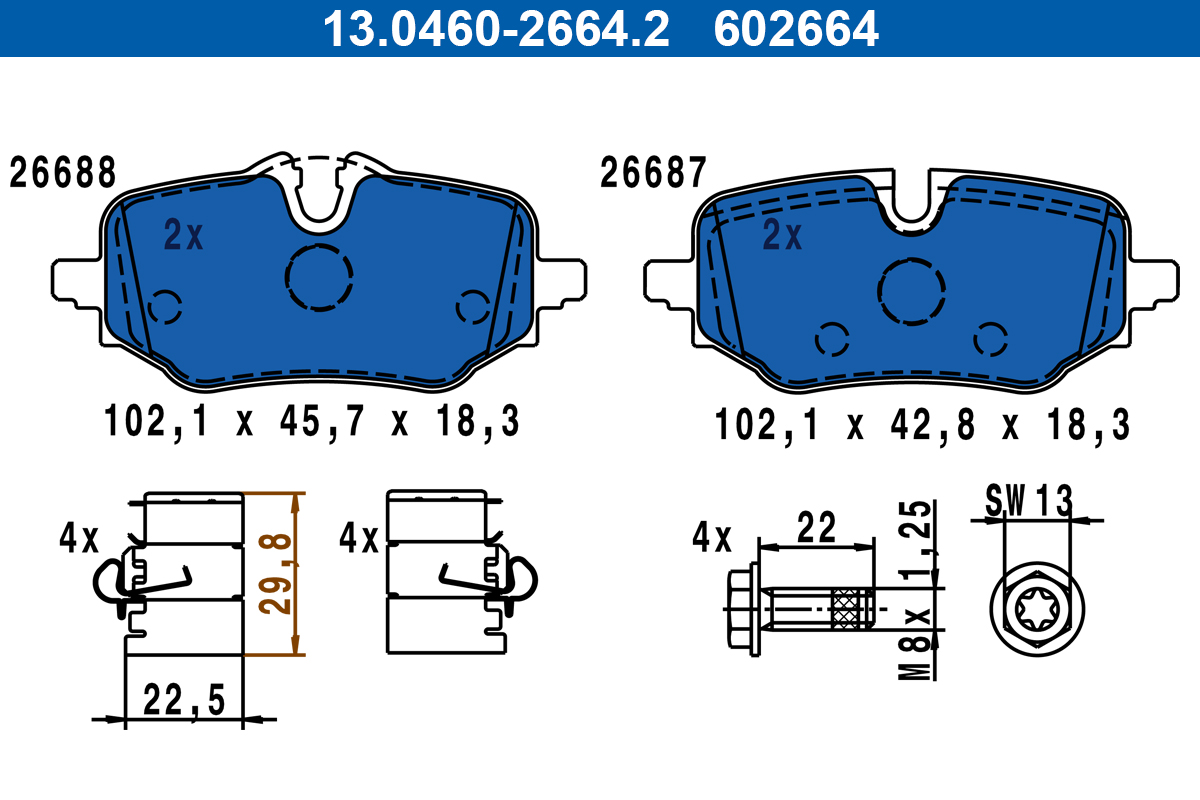 ATE Bremseklodser 13046026642 for BMW