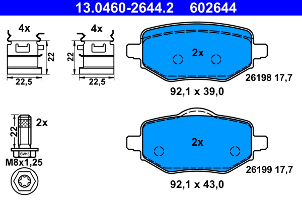 ATE Bremseklodser 13046026442 for DS