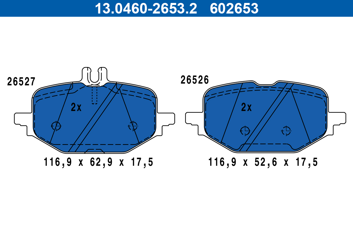 ATE Bremseklodser 13.0460-2653.2 for MERCEDES-BENZ