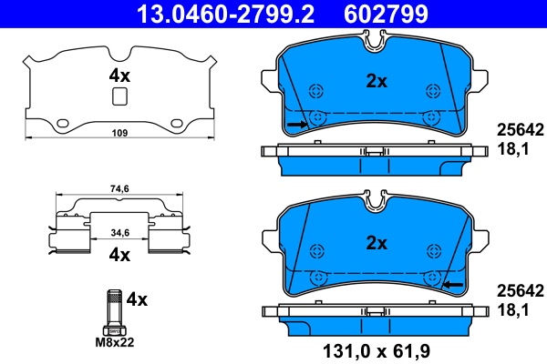ATE Bremseklodser 13046027992 for PORSCHE