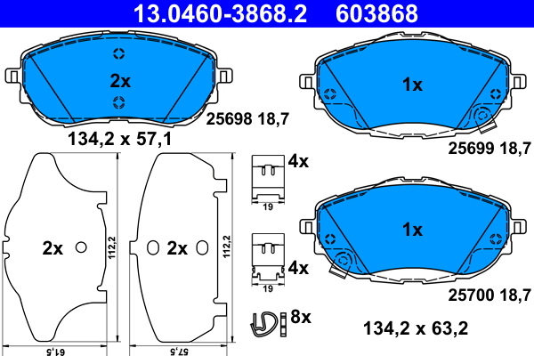 ATE Bremseklodser 13046038682 for TOYOTA