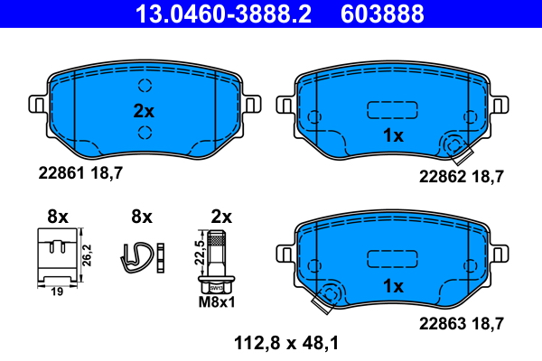 ATE Bremseklodser 13046038882 for NISSAN MERCEDES-BENZ