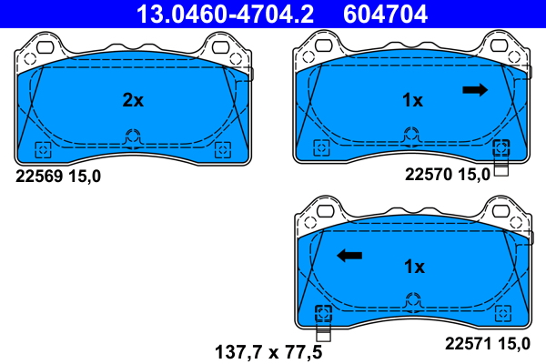 ATE Bremseklodser 13046047042 for FORD