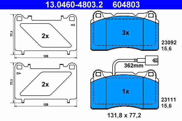 ATE Bremseklodser 13046048032 for FIAT