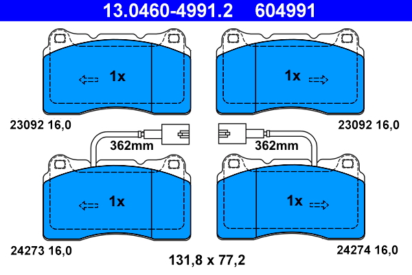 ATE Bremseklodser 13046049912 for FIAT