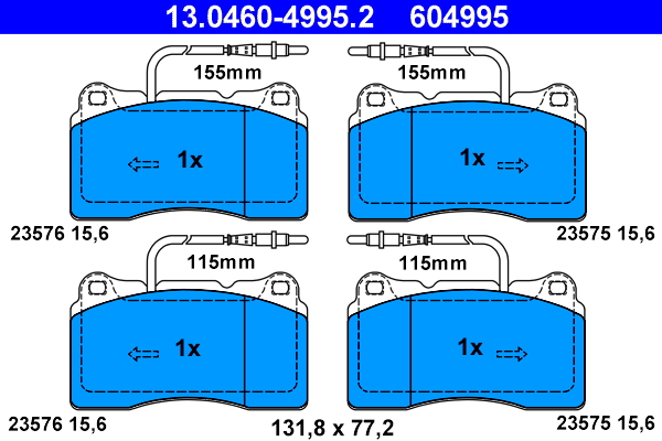 ATE Bremseklodser 13046049952 for PEUGEOT CITROËN FIAT