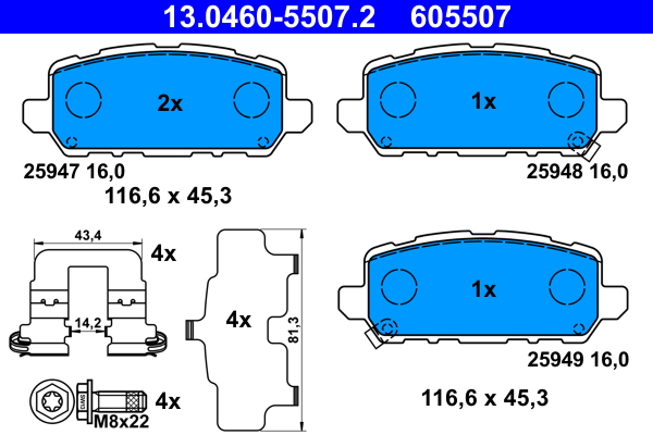 ATE Bremseklodser 13046055072 for HONDA