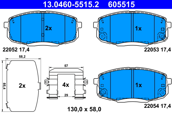 ATE Bremseklodser 13046055152 for HYUNDAI
