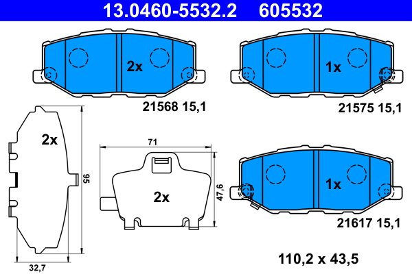 ATE Bremseklodser 13046055322 for SUZUKI