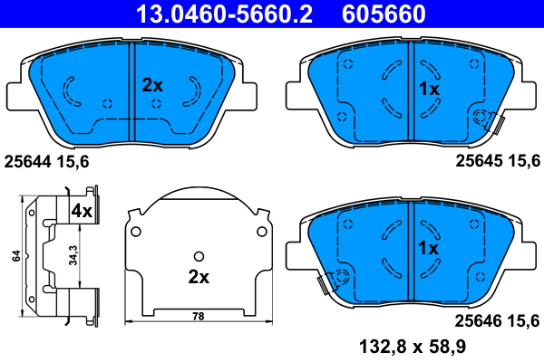 ATE Bremseklodser 13046056602 for KIA