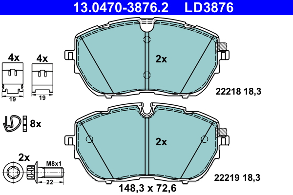 ATE Bremseklodser 13047038762 for DS