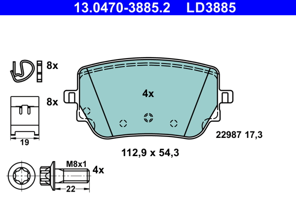 ATE Bremseklodser 13047038852 for MERCEDES-BENZ