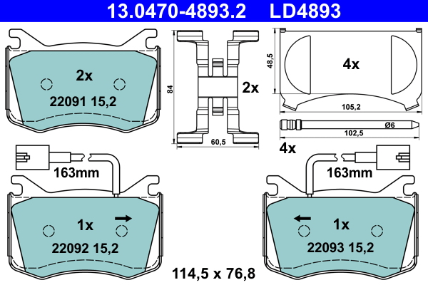 ATE Bremseklodser 13047048932 for FIAT
