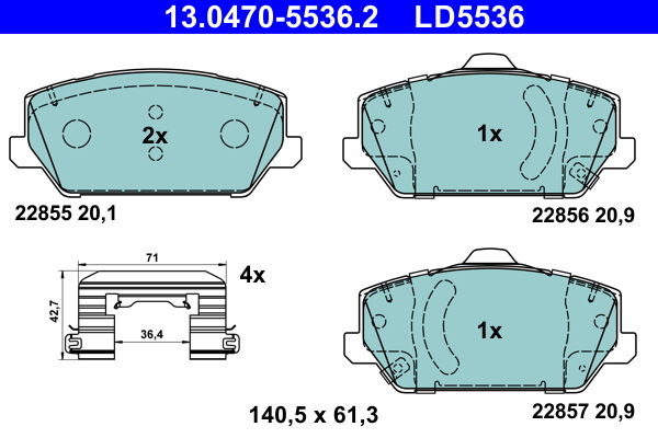 ATE Bremseklodser 13047055362 for KIA HYUNDAI