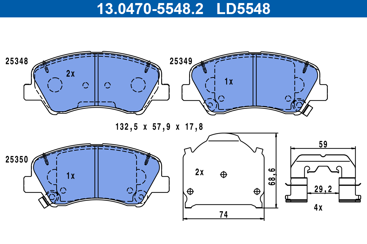 ATE Bremseklodser 13047055482 for KIA HYUNDAI