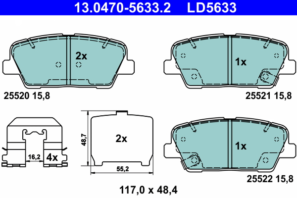 ATE Bremseklodser 13047056332 for KIA HYUNDAI